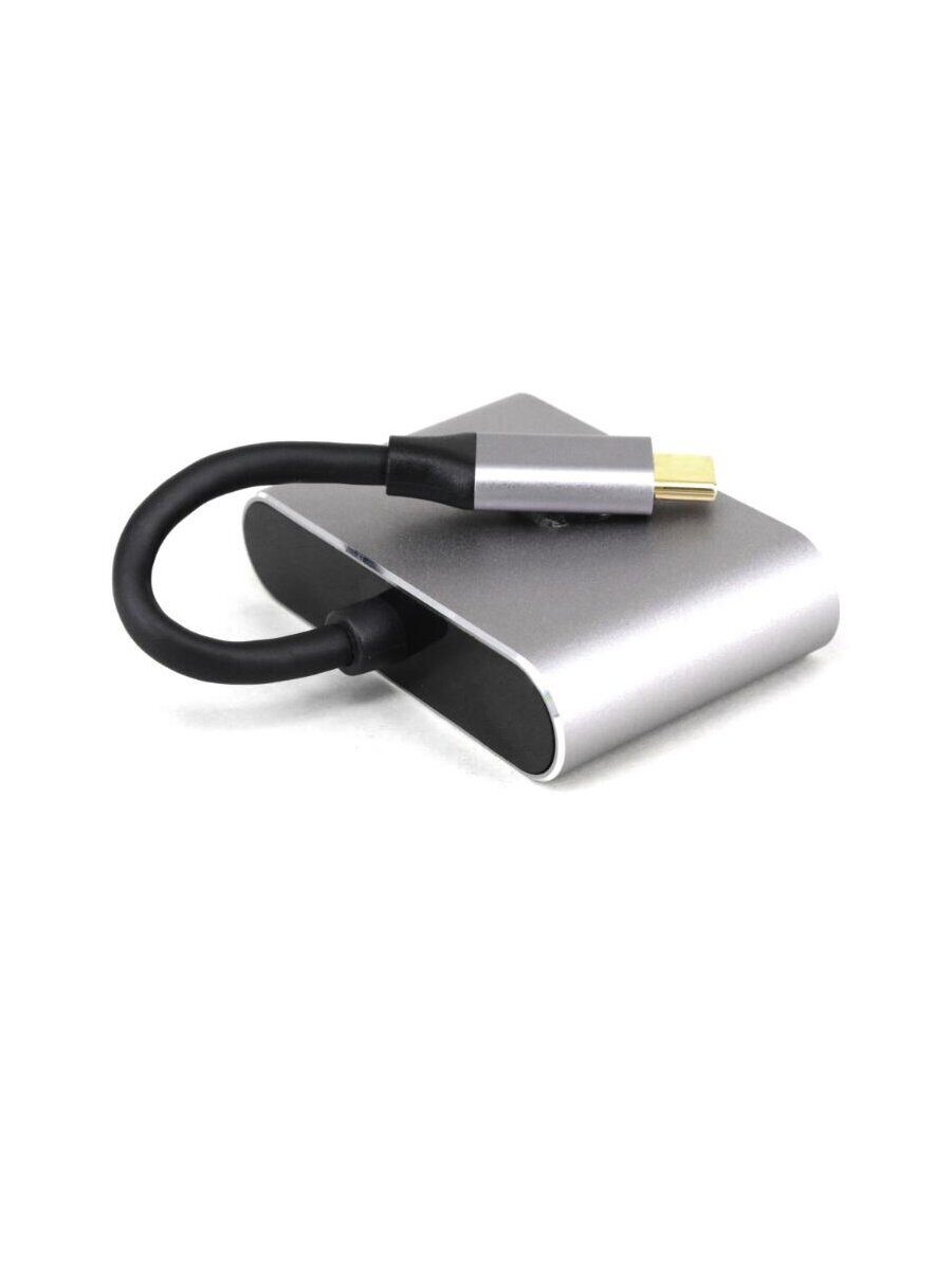 Кабель-концентратор  USB3.1 Type-Cm --> HDMI (f)+VGA(f), Alum Grey 4K@30 Hz,Telecom<TUC050>
