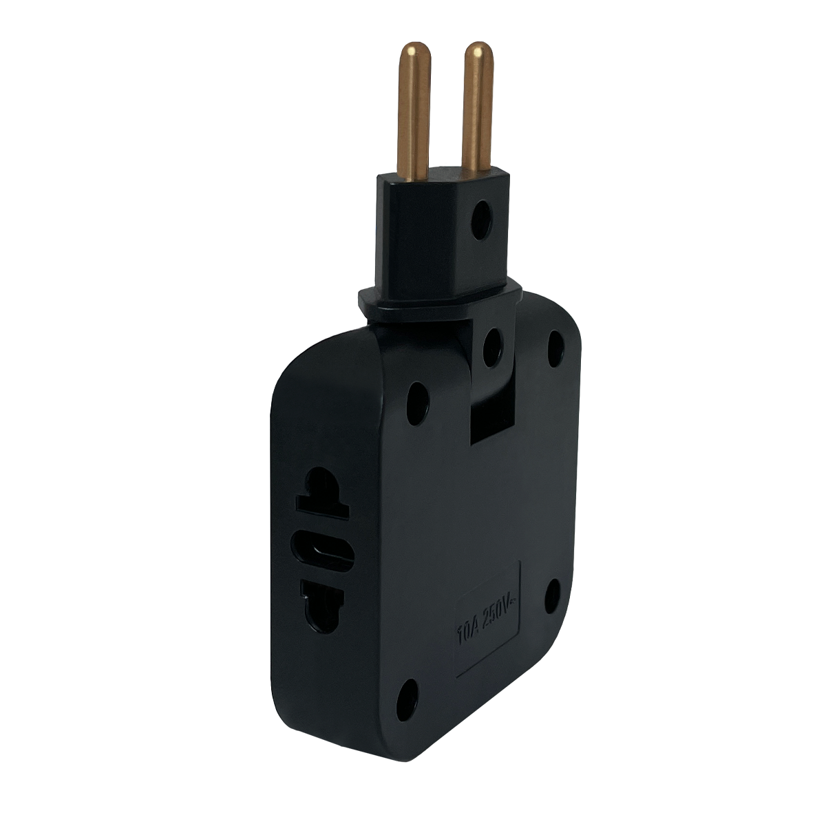 Тройник для розетки плоский, черный, с USB