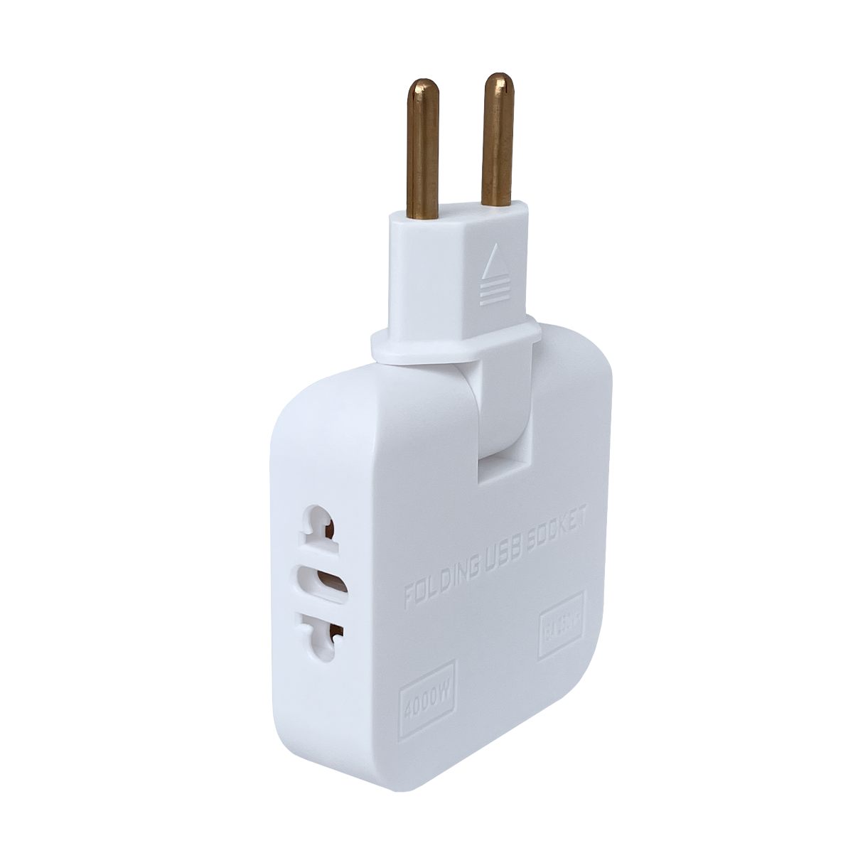 Тройник для розетки плоский, белый, с USB