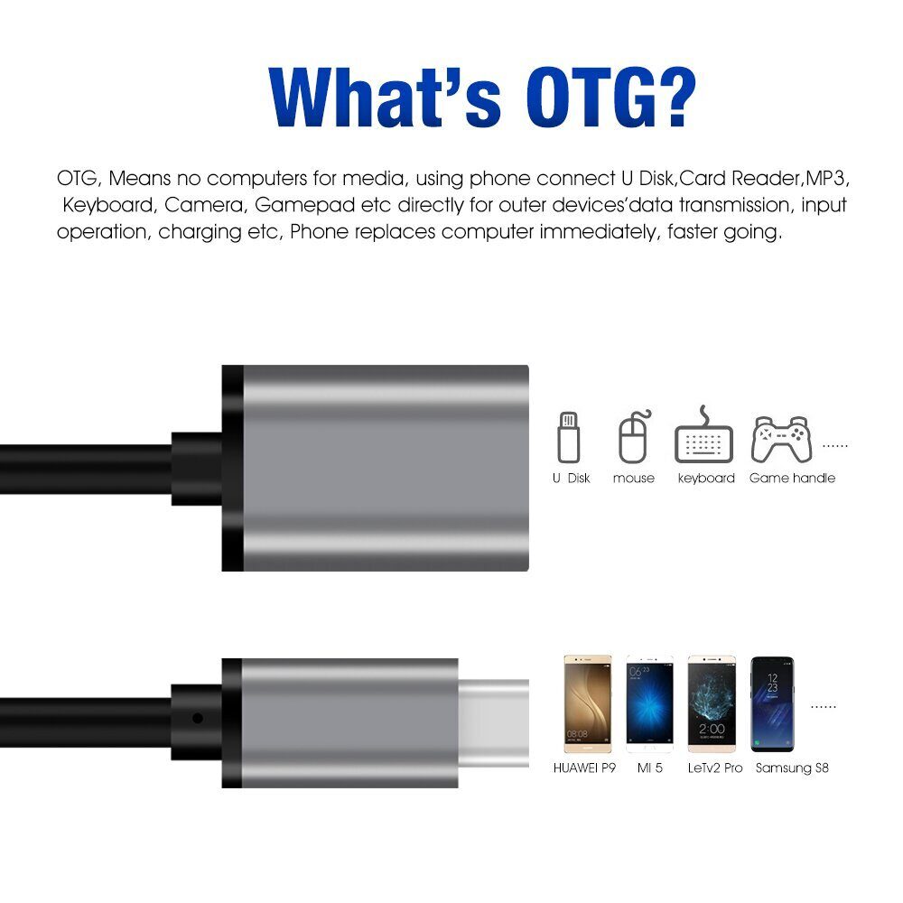 Кабель-адаптер  Type-Cm --> USB 3.0 Af , OTG, 1,5A , 5,0Gbps , Alum grey 0,2m Telecom (TC409M)