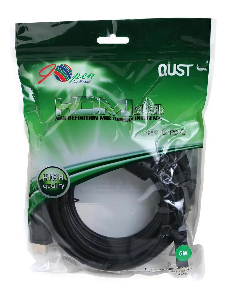Кабель HDMI 19M/M+2 фильтра 1.4V+3D/Ethernet iOpen (Aopen/Qust) <ACG511D-5M> 5m