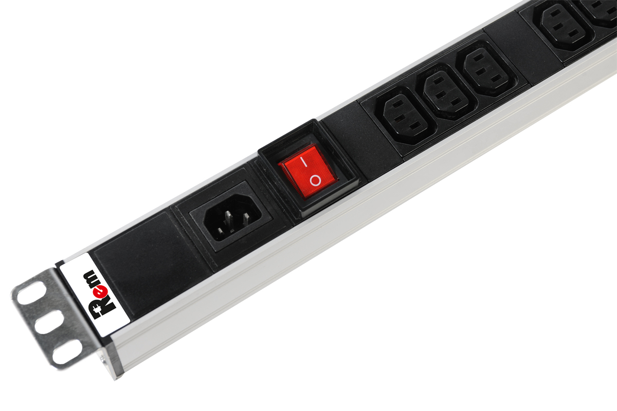Вертикальный блок розеток Rem-16 с выкл., 15  Schuko, 10 C13, вход  IEC 60320 C20 16A, алюм., 42-48U