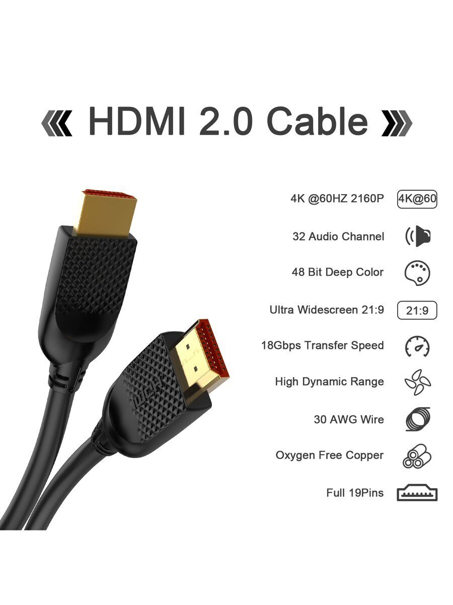 Кабель HDMI 19M/M ver 2.0, 3М,2 фильтра, iOpen (Aopen/Qust) <ACG517D-3M>