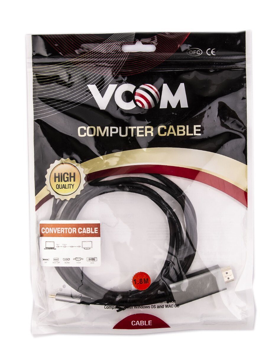 Кабель-адаптер USB 3.1 Type-Cm --> HDMI A(m) 4K@60Hz, 1.8m , PD, Alum Shell,VCOM <CU423MCPD-1.8M>