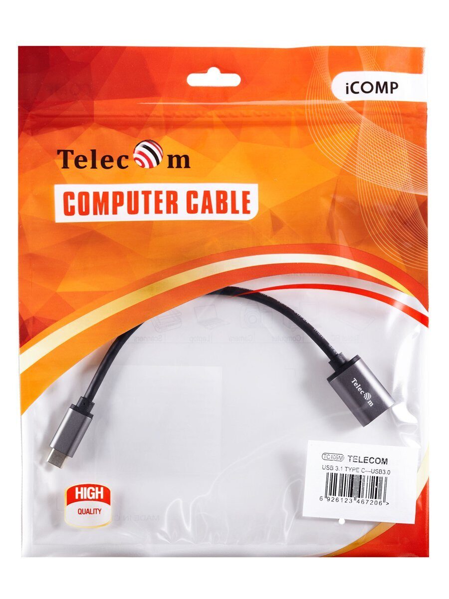 Кабель-адаптер  Type-Cm --> USB 3.0 Af , OTG, 1,5A , 5,0Gbps , Alum grey 0,2m Telecom (TC409M)
