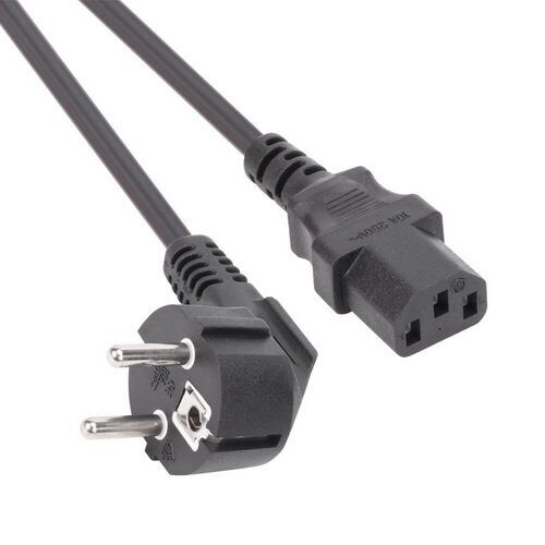 Кабель компьютер-розетка 220V (EURO)  3G 0,5mm2 VCOM {CE021-CU} 3 метра