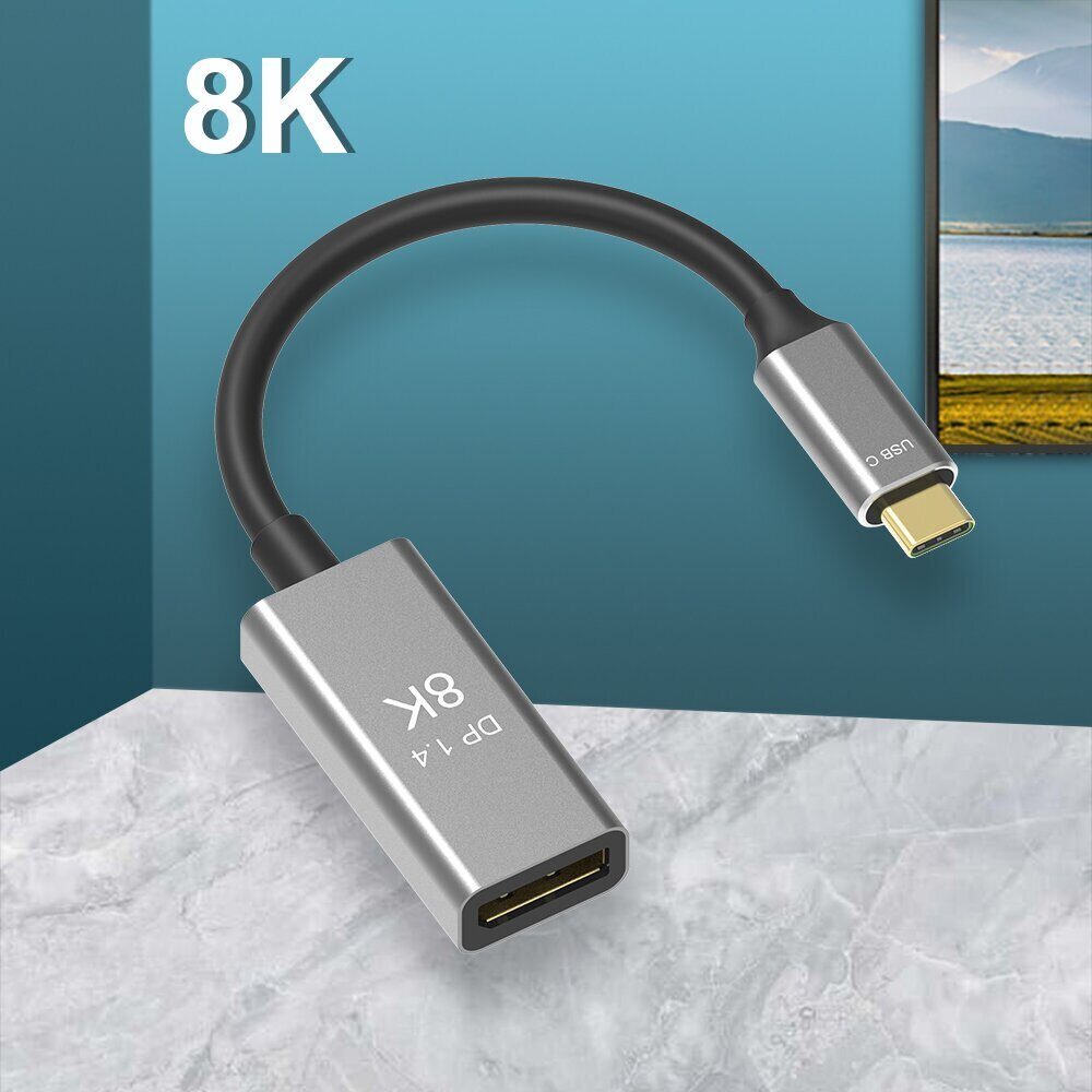 Адаптер USB Type-Cm---->DP(f) 1.4v, 8K@ 60Hz, Alum  Shell,VCOM <CU480M>