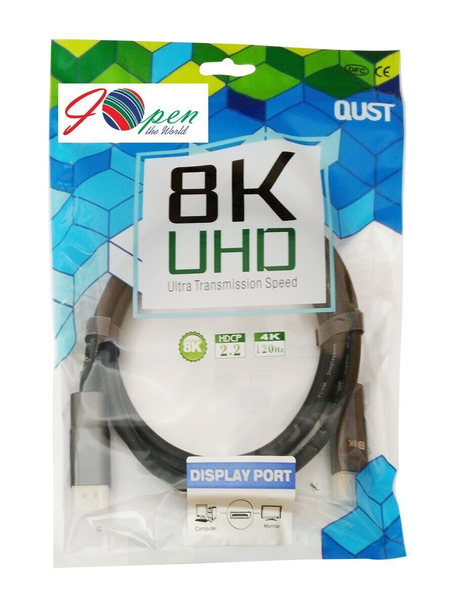 Кабель соединительный DISPLAY PORT v1.4, 8K@60Hz, 2m iOpen (Aopen/Qust)<ACG633-2M>