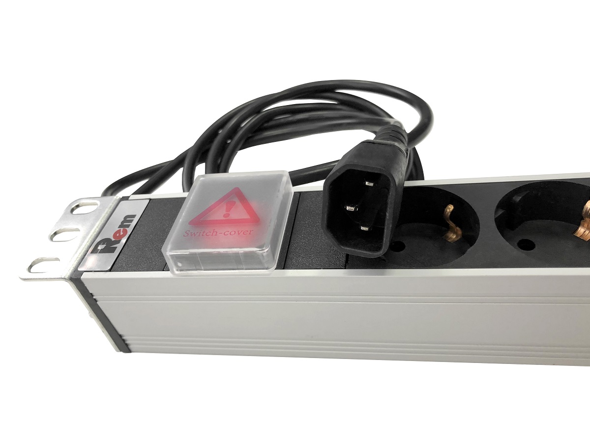 Блок розеток Rem-10 с выкл., 4 Sсhuko, 6 IEC 60320 C13, 10 A, алюм., шнур 1,8 м. IEC 60320 C14