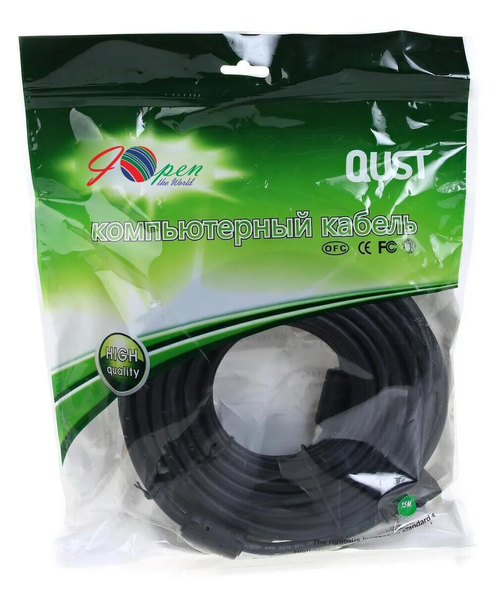 Кабель HDMI 19M/M+2 фильтра 1.4V+3D/Ethernet iOpen (Aopen/Qust) <ACG511D-15M> 15m
