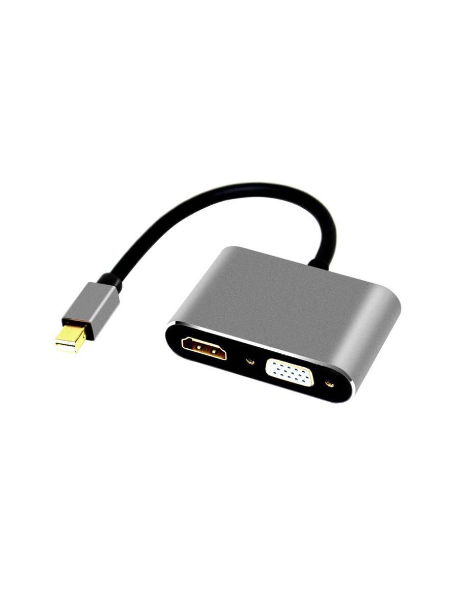 Кабель-концентратор  USB3.1 Type-Cm --> HDMI (f)+VGA(f), Alum Grey 4K@30 Hz,Telecom<TUC050>