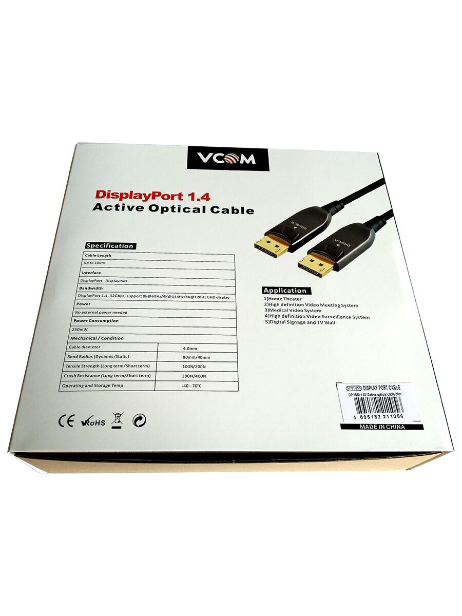 Активный оптический кабель VCOM  DP1.4 32GBs/8K@60Hz 30м <D3751-30M>