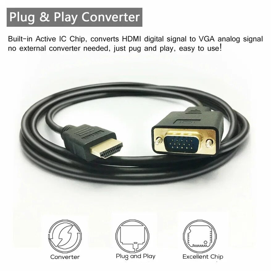 Кабель-переходник HDMI --> VGA_M/M 1,8м VCOM <CG596-1.8M>