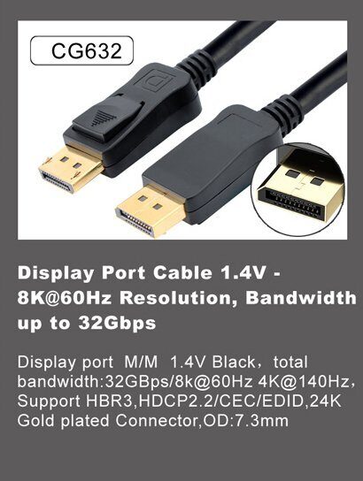 Кабель соединительный DISPLAY PORT v1.4, 8K@60Hz, 1.5m VCOM CG632-1.5M