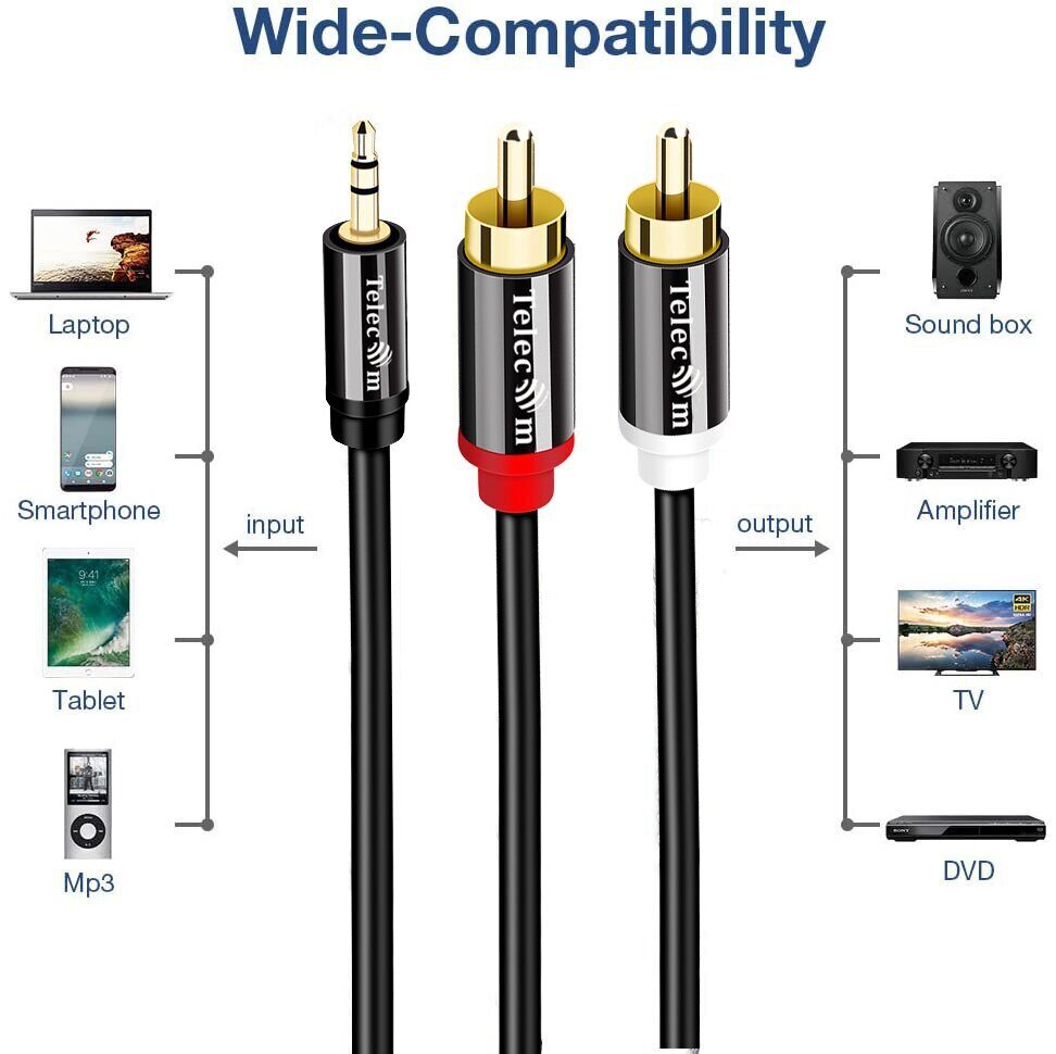 Кабель соединит 3.5 Jack (M) - 2xRCA (M), 3м Telecom PRO <TAV7183M-3M>