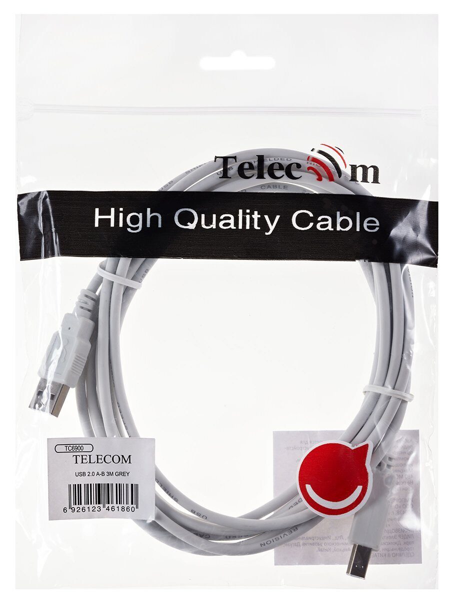 Кабель TELECOM USB2.0 A to B (3.0м)