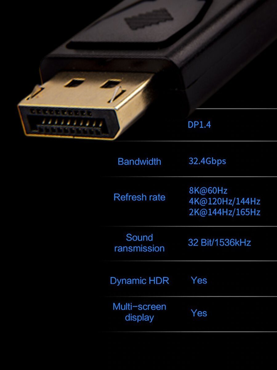 Кабель соединительный DISPLAY PORT v1.4, 8K@60Hz, 1.5m VCOM CG632-1.5M