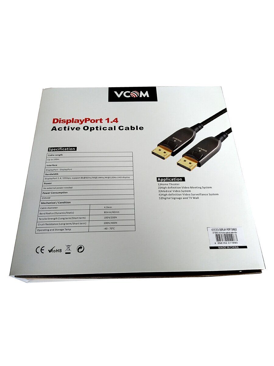 Активный оптический кабель VCOM  DP1.4 32GBs/8K@60Hz 40м <D3751-40M>