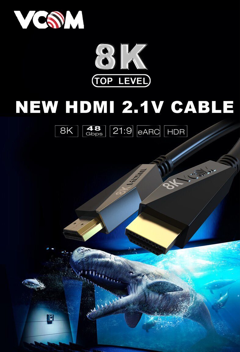 Кабель HDMI 19M/M,ver. 2.1, 8K@60 Hz 2m VCOM CG860-2M
