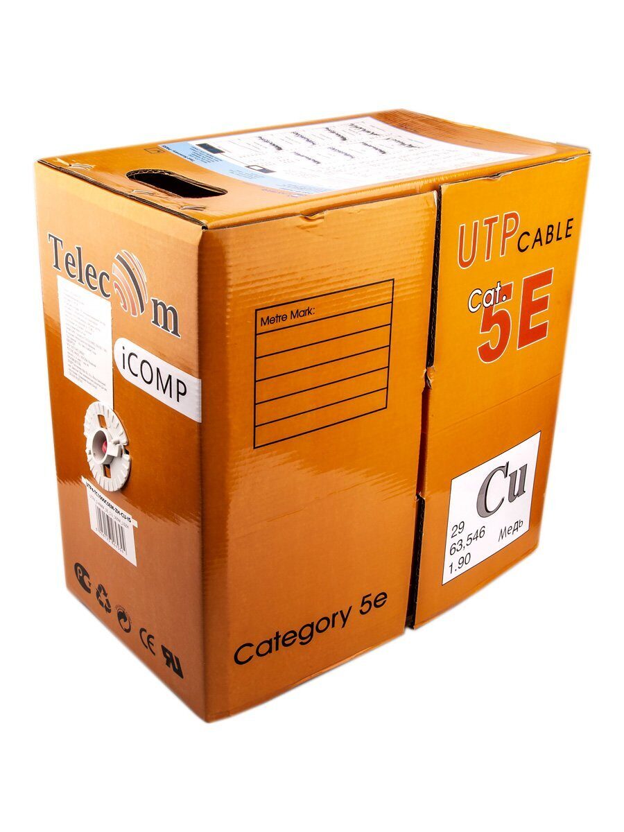 Кабель Telecom  CU UTP LSZH 4 пары кат. 5e UTP4-TC1000C5EN-CU-ZH-IS enlarge PVC (бухта 305м)