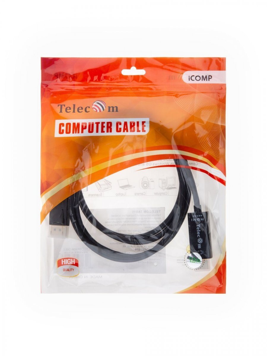 Кабель-переходник DisplayPort M to HDMI M 4K@30Hz 1.8m Telecom <TA811-1.8M>