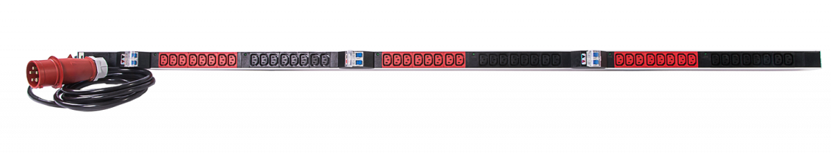 Вертикальный блок розеток Rem-3x32, 3 фазы 32A, 6 авт, инд, 48 C13, 1820 мм, вх IEC 309, шнур 3 м