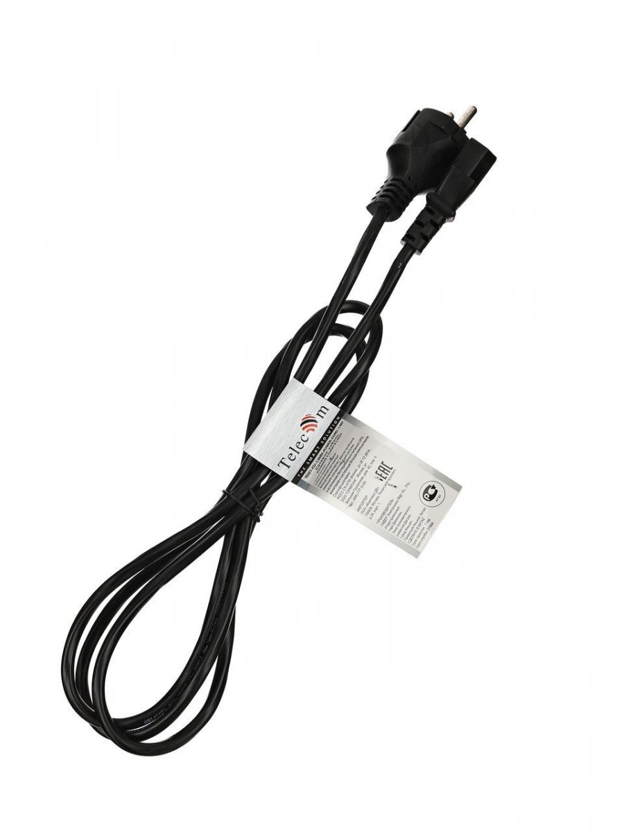 Кабель компьютер-розетка 220V EURO VDE 3G*1.0mm2 TELECOM TE021-CU 1,8м