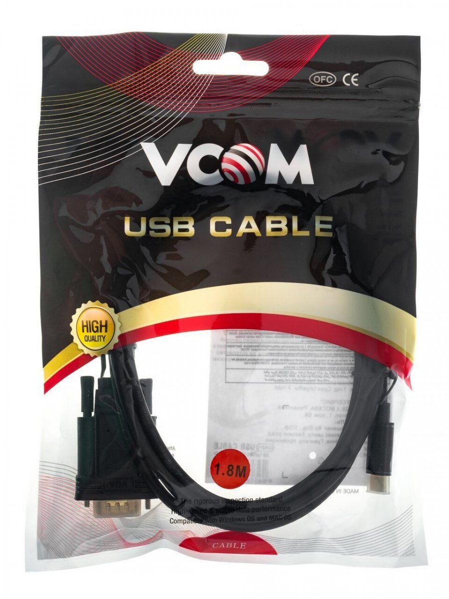 Кабель-адаптер USB 3.1 Type-Cm to VGA(M) 1080p@60Hz, 1.8M VCOM <CU421C-1.8M>