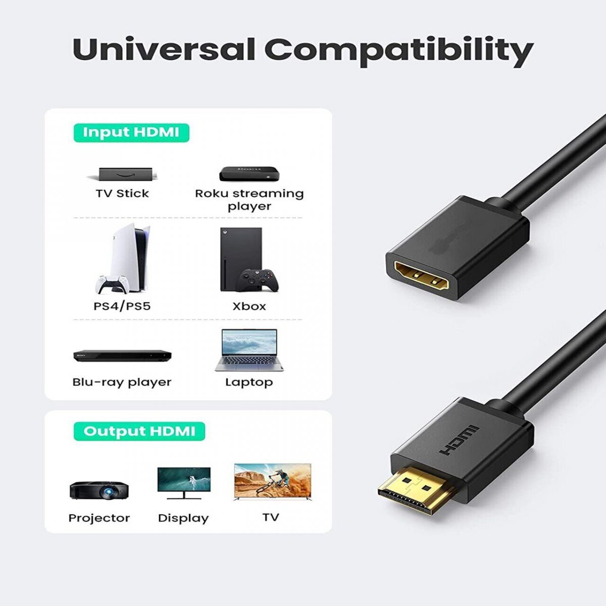 Кабель удлинительный  HDMI-19M---HDMI-19F ver 2.0, 5m, Telecom TCG235MF-5M