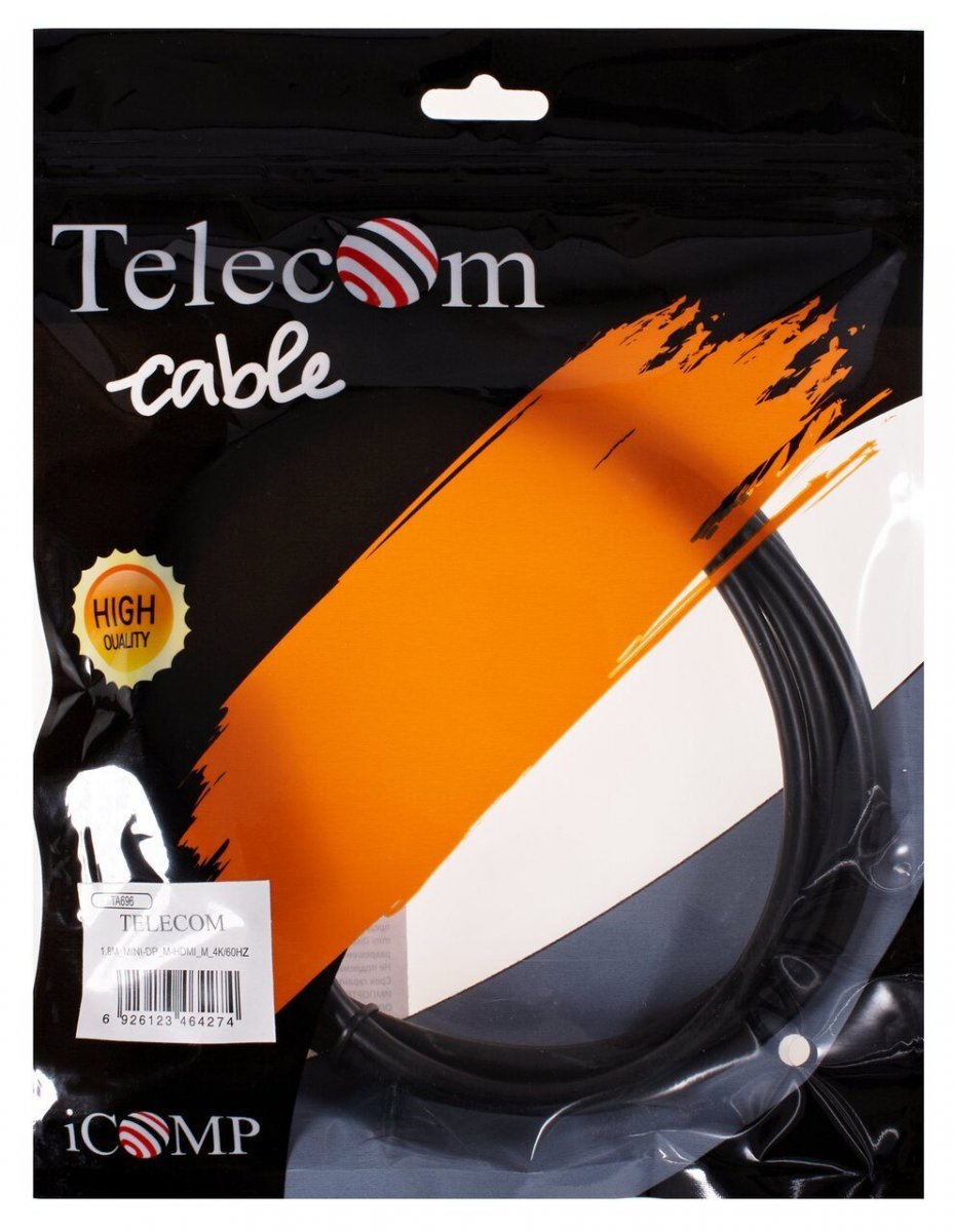 Кабель-переходник Mini DisplayPort M => HDMI M 4K@60Hz 1.8m Telecom <TA696-1.8M>