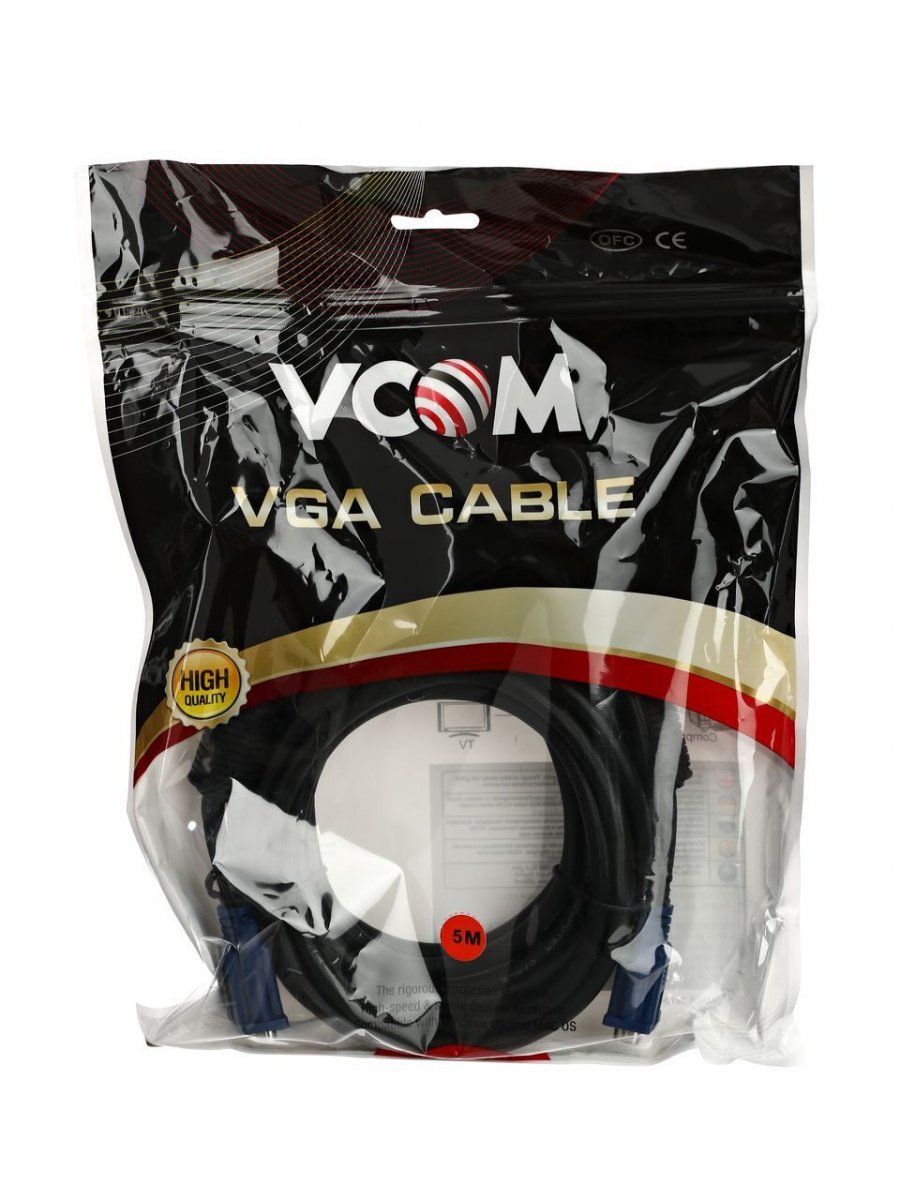 Кабель монитор-SVGA card (15M-15M) 5.0м 2 фильтра VCOM