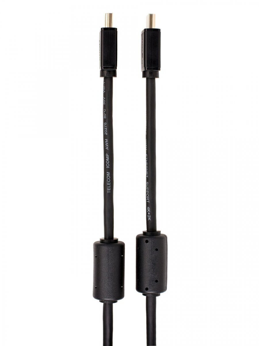 Кабель HDMI-19M --- HDMI-19M ver 2.0+3D/Ethernet ,5m, 2 фильтраTelecom <TCG215F-5M>