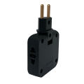 Тройник для розетки плоский, черный, с USB