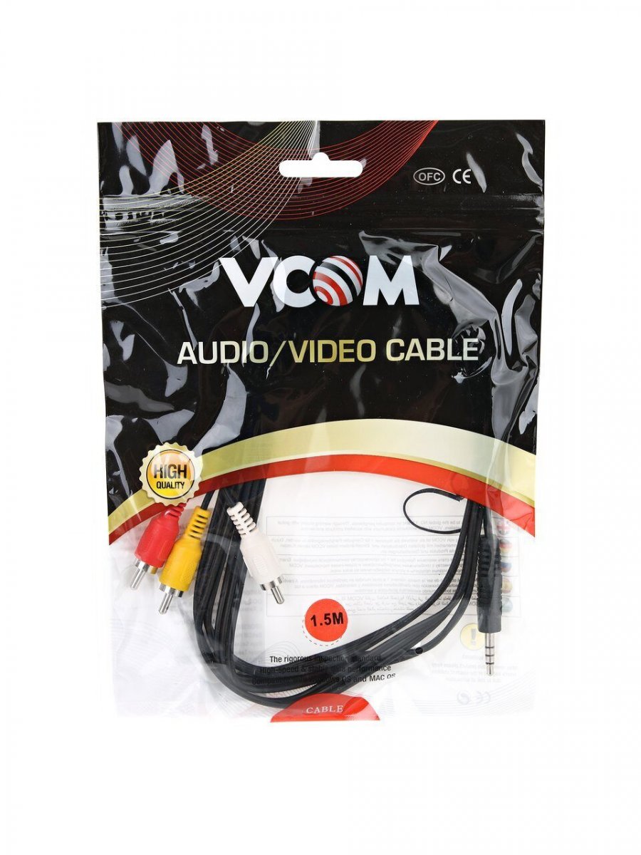 Кабель соединительный 3.5 Jack (M) / 3 RCA (M) VCOM