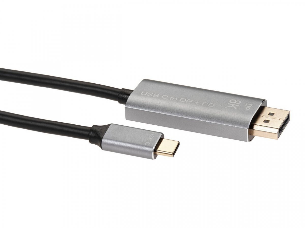 Кабель-адаптер USB Type-Cm --> DP1.4v (m) 8K@60Hz, PD 100W,1.8m , Alum Shell,VCOM <CU480MCPD-1.8M>