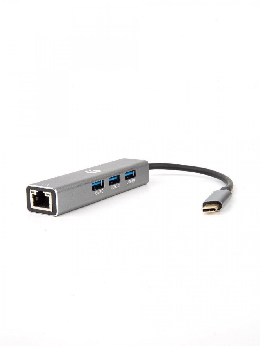 Кабель-концентратор USB 3.1 Type-Cm --> RJ-45+3port USB3.0(f)  Aluminum Shell VCOM <DH311A>