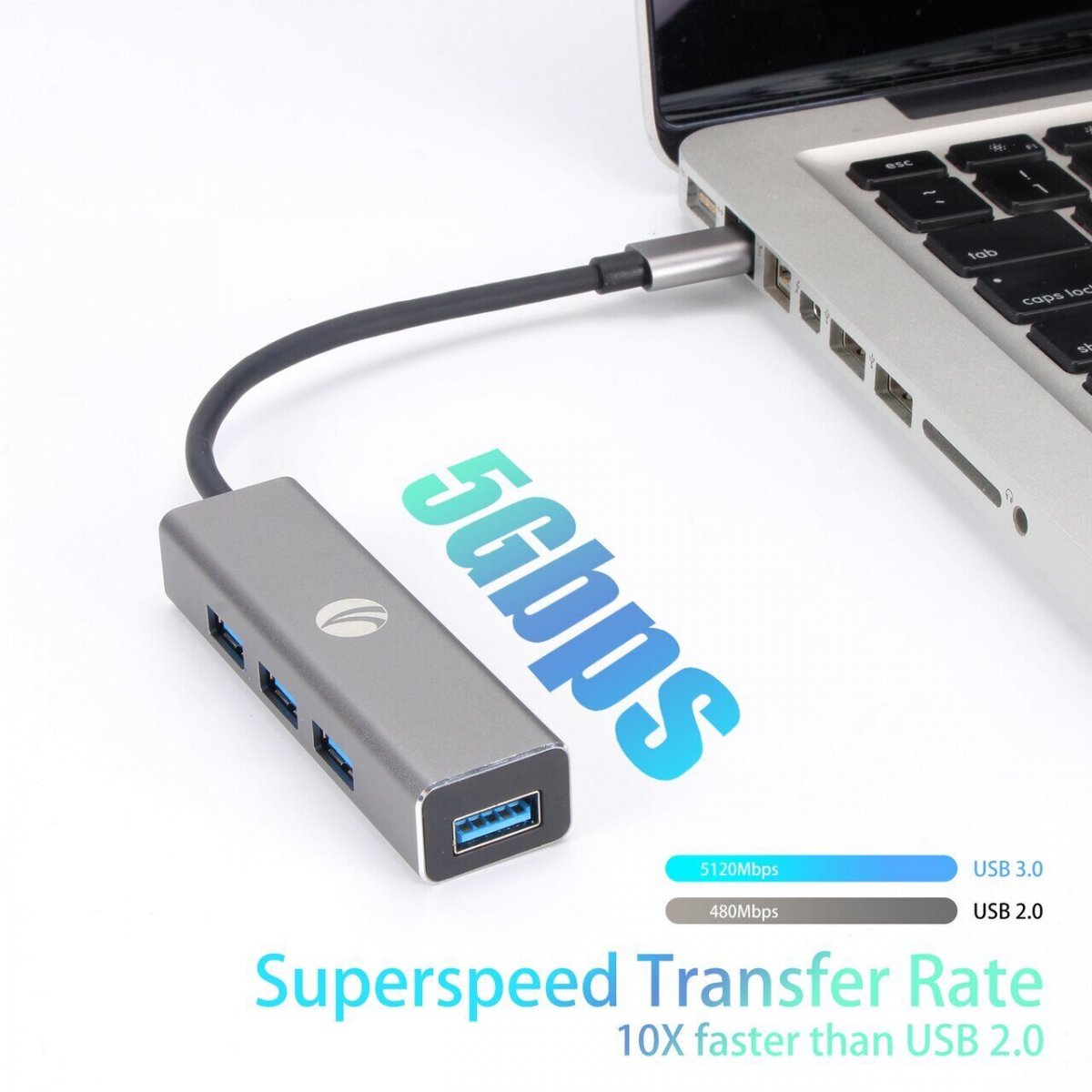 Кабель-концентратор USB 3.1 Type-Cm to 4 port USB3.0(f)  Aluminum Shell VCOM <DH310A>