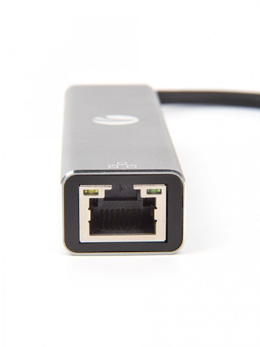 Кабель-концентратор USB 3.1 Type-Cm --> RJ-45+3port USB3.0(f)  Aluminum Shell VCOM <DH311A>