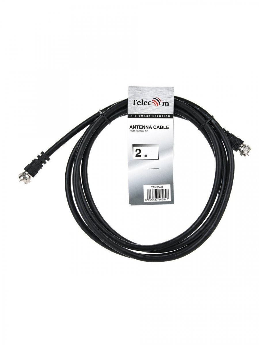 Кабель соединительный антенный RG59 F-male to F-male 2м, Telecom (TAN9520-2M)