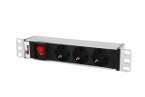 Блок розеток Rem-10 без шнура с выкл., 3 Sсhuko, вход IEC 60320 C14, 10A, алюм.