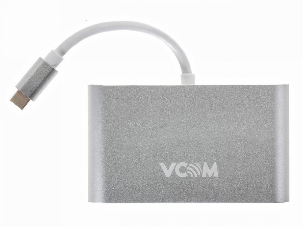 Кабель-адаптер USB3.1 Type-Cm to HDMI+USB3.0+RJ45+PD charging  VCOM <CU455>