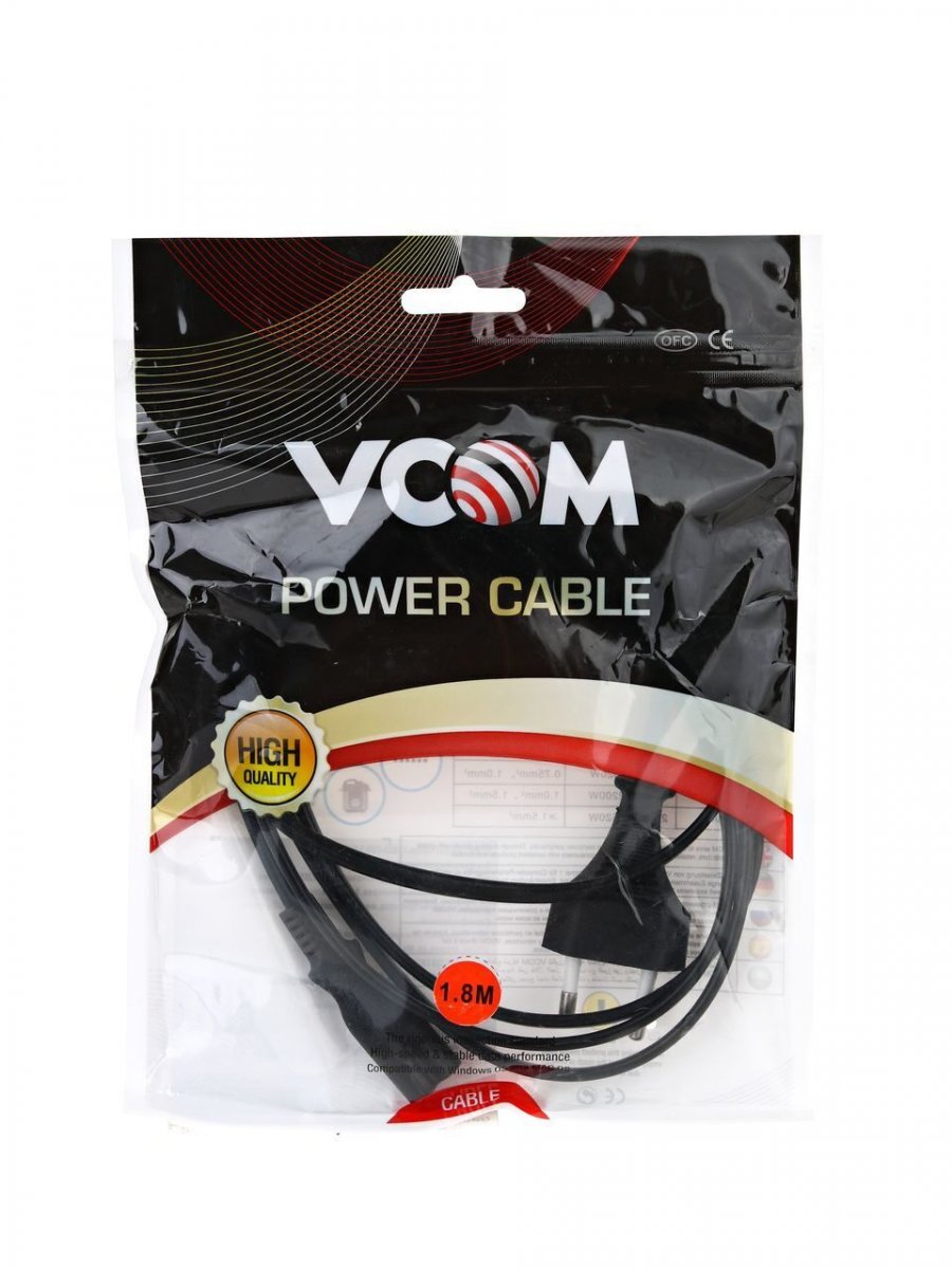 Кабель для аудио-видео техники IEC-320-C7--розетка 220V, 2-pin, 1,8м ,  медь, VCOM