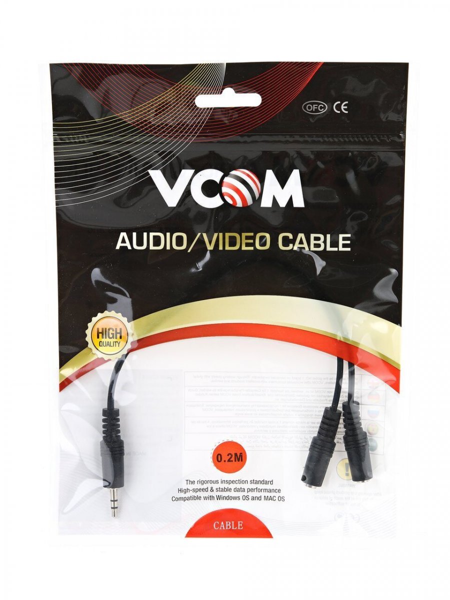 Кабель адаптер VCOM 3.5ST(M)/2*3.5 ST(F), CV203
