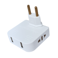 Тройник для розетки плоский, белый, с USB