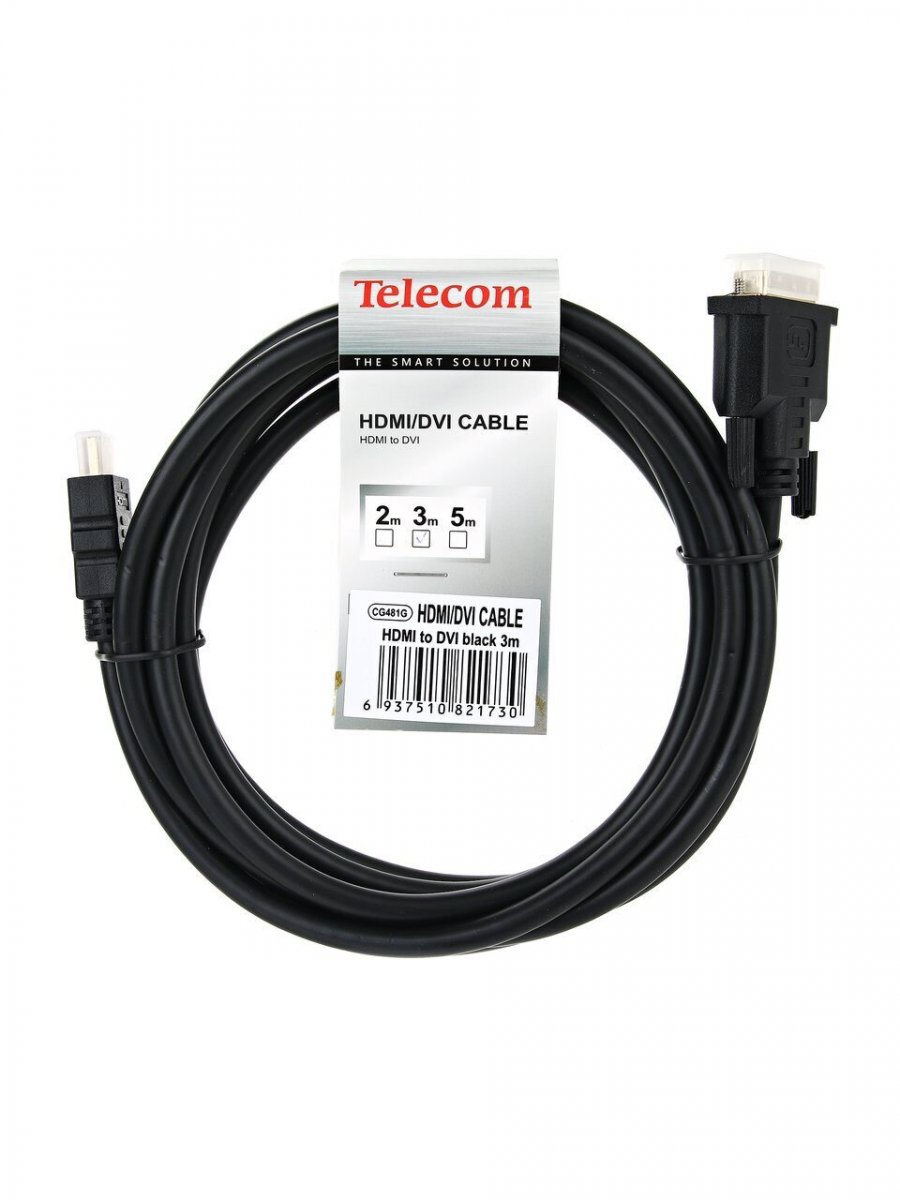 Кабель HDMI to DVI-D Dual Link (19M -25M) 3м, TELECOM