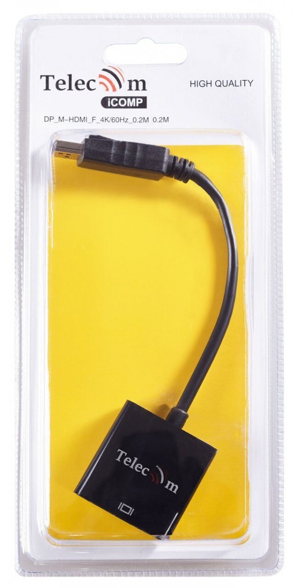 Кабель-переходник DP --> HDMI-F 0.2m , 4K@60Hz, Telecom (TA555)