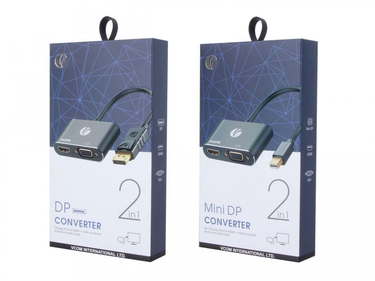 Кабель-переходник DisplayPort(M) ---> HDMI(F)+VGA(F)4K@30Hz VCOM Allum shell<CG640M-0.15>
