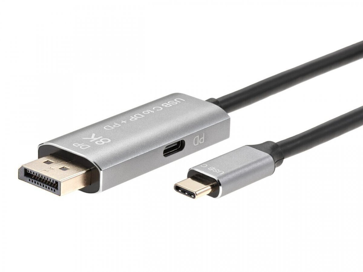 Кабель-адаптер USB Type-Cm --> DP1.4v (m) 8K@60Hz, PD 100W,1.8m , Alum Shell,VCOM <CU480MCPD-1.8M>