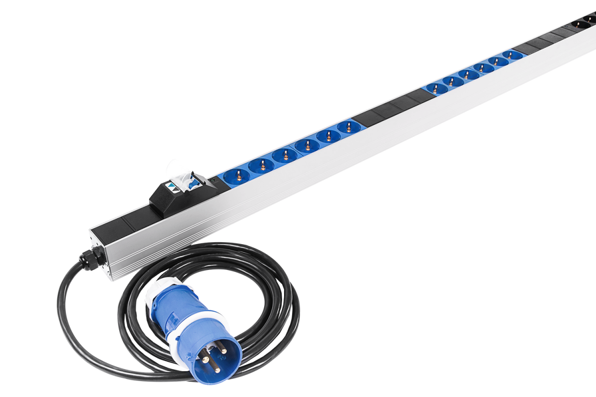Вертикальный блок розеток Rem-32, 1 фаза 32A, 2 авт,инд, 24 S, 1820 мм, вх IEC 309, шнур 3 м