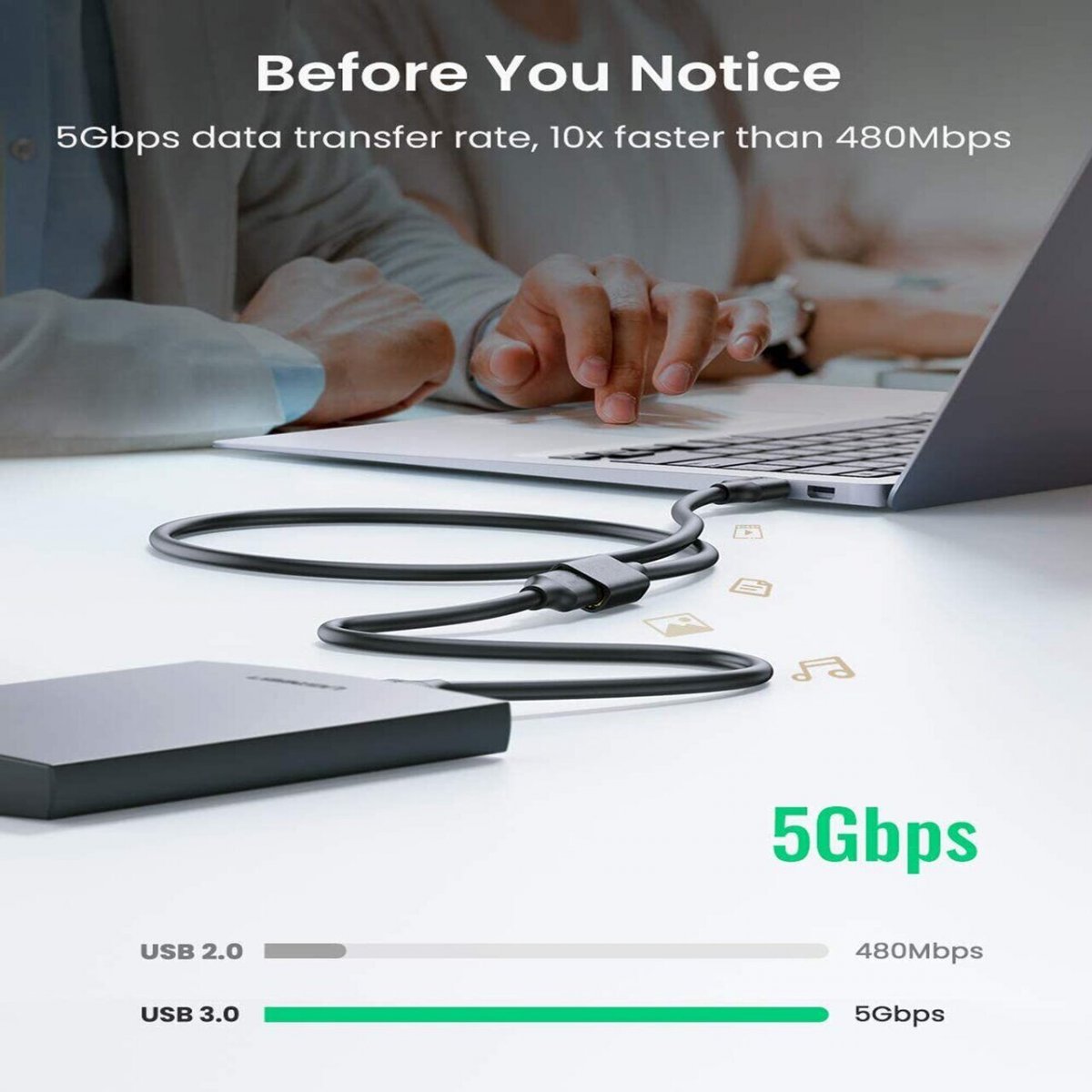 Кабель удлинительный USB3.0 Am-Af 0.5m Telecom черный (TUS708-0.5M)